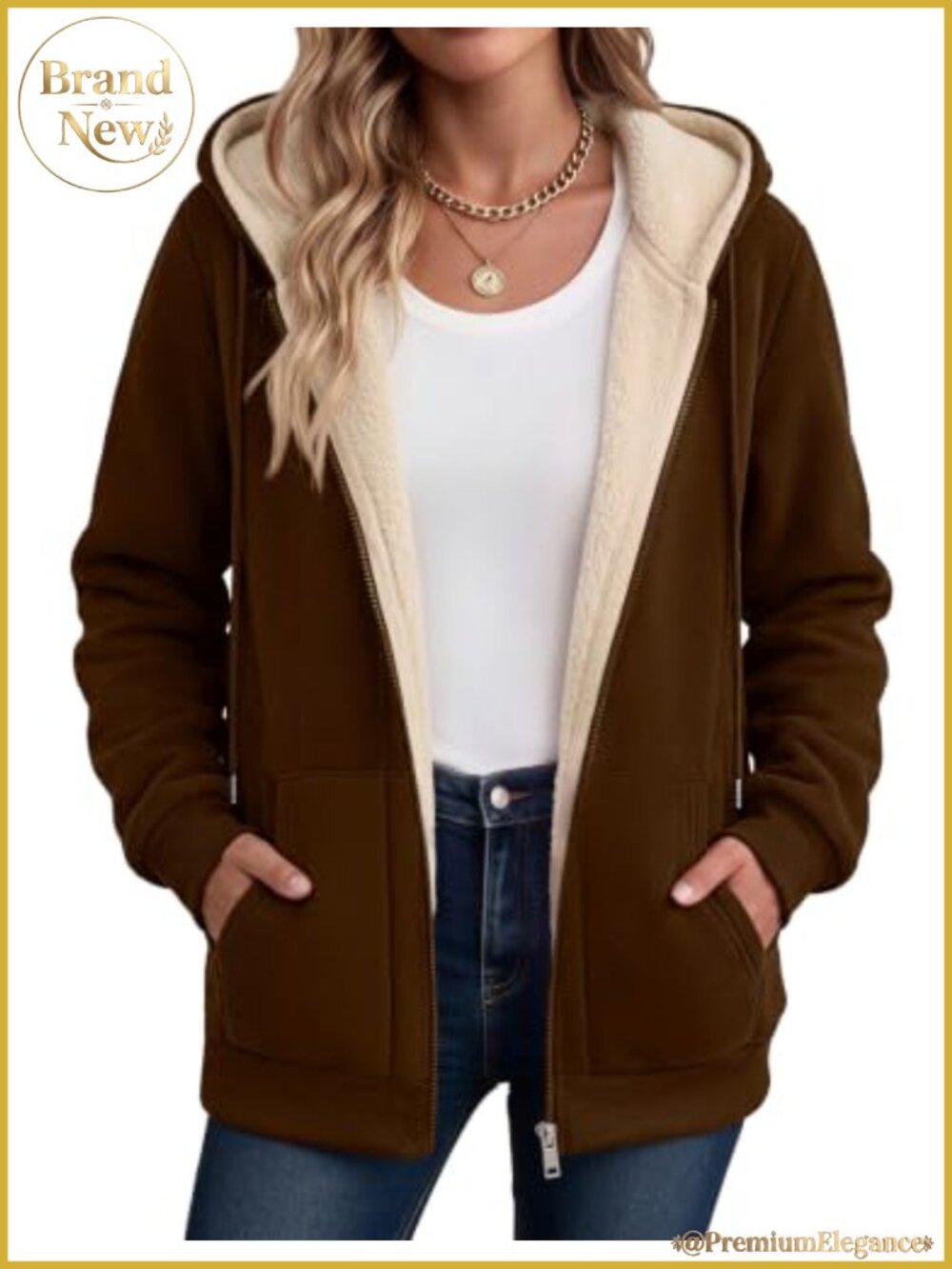Sherpa Fleece Jacket Zip Up Thick Warm Hoodie Fall Winter Coat